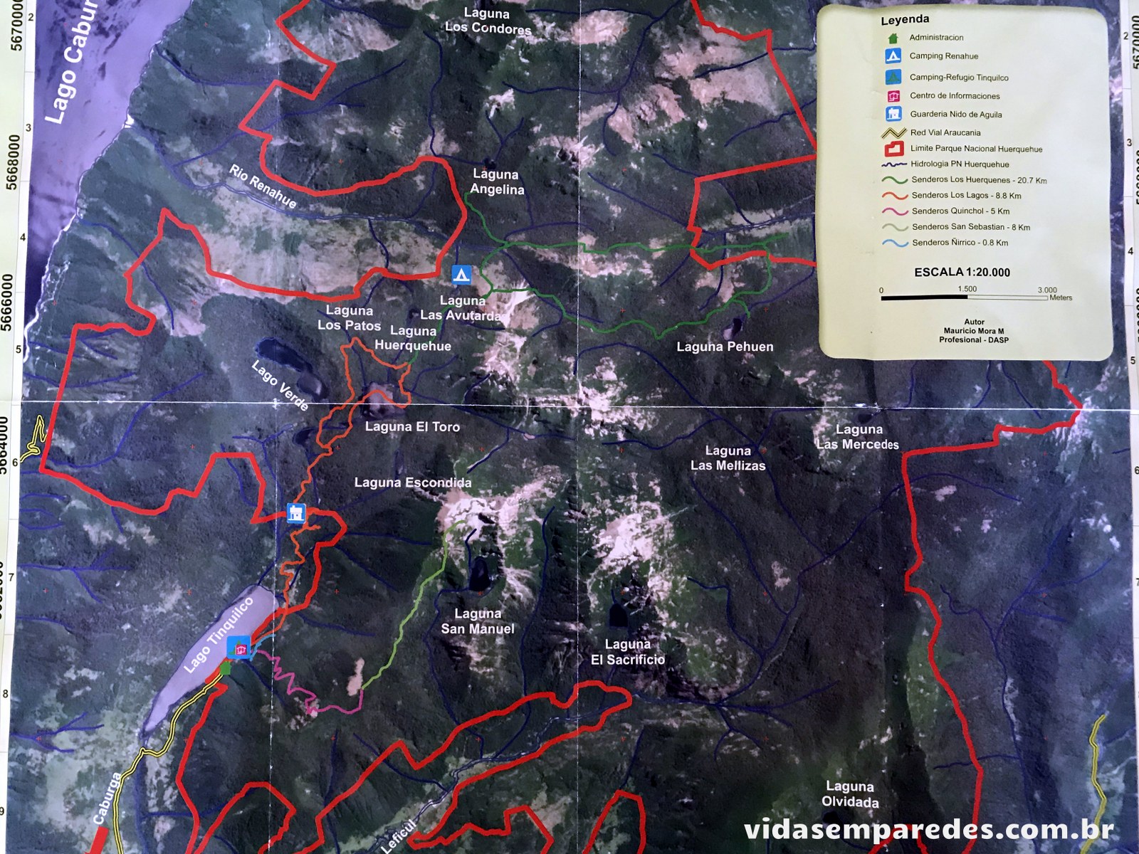 Vida sem Paredes - Mapa Parque Nacional Huerquehue