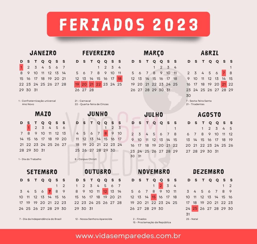 Feriados Nacionais 2023 Calendario 2023 Com Feriados Quais Os Feriados