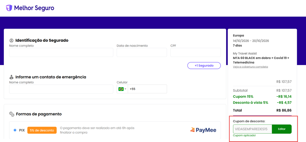 melhor seguro viagem para a europa